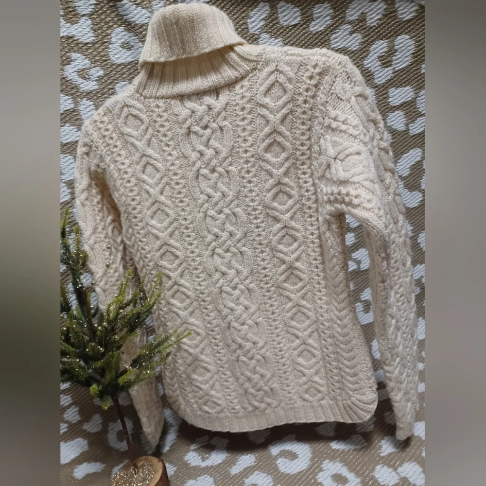 Ralph Ralph Lauren Hand Knit Cozy Cable Knit Turtleneck Sweater - Cream - Picture 2 of 14